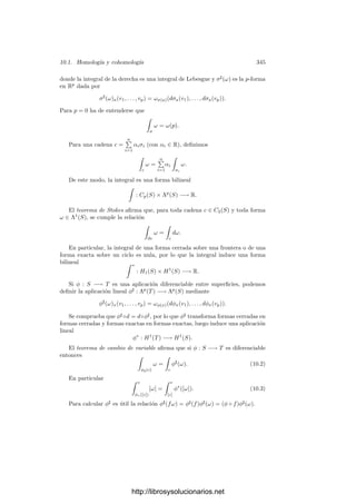 9.4. Cuerpos de constantes ﬁnitos 335
donde Nn =

grad p|n
grad p. En particular, N1 es el número de primos de grado 1
en K.
Sea ahora Kn la extensión de constantes de grado n de K y consideremos la
fórmula (9.7). Tenemos que
log ζKn
(s) =
n−1

r=0
log ζK

s −
2rπi
n log q

. (9.8)
En principio, faltarı́a un posible término 2kπi, pero enseguida veremos que
no es ası́. En efecto, si ω = e2πi/n
, el miembro derecho es
n−1

r=0
∞

m=1
Nm
m
(q−s
ωr
)m
=
∞

m=1
Nm
m
n−1

r=0
ωmr
(q−s
)m
=

n|m
Nm
m
(q−s
)m
.
Ahora es claro que ambos miembros de (9.8) son reales cuando s es real,
luego son el mismo logaritmo. Por otra parte, el miembro izquierdo de (9.8) es
∞

m=1
N
n)
m
m
(q−s
)mn
.
Comparando ambas expresiones vemos que Nn = N
n)
1 , es decir, Nn es el
número de primos de grado 1 de la extensión Kn.
Si llamamos α1, . . . , α2g a los inversos de las raı́ces de L(x), tenemos que
L(x) =
2g

i=1
(1 − αix), (9.9)
pues el coeﬁciente director del miembro derecho es α1 · · · α2g = qg
(recordemos
que el término independiente de L(x) es 1 y su coeﬁciente director es qg
). Por
consiguiente.
ζK(s) =
2g

i=1
(1 − αiq−s
)
(1 − q−s)(1 − q1−s)
.
Tomando logaritmos,
∞

n=1
Nn
n
(q−s
)n
=
∞

n=1

qn
+ 1 −
2g

i=1
αn
i

1
n
(q−s
)n
.
Comparando ambos miembros, obtenemos la relación
Nn = qn
+ 1 −
2g

i=1
αn
i .
http://librosysolucionarios.net
 