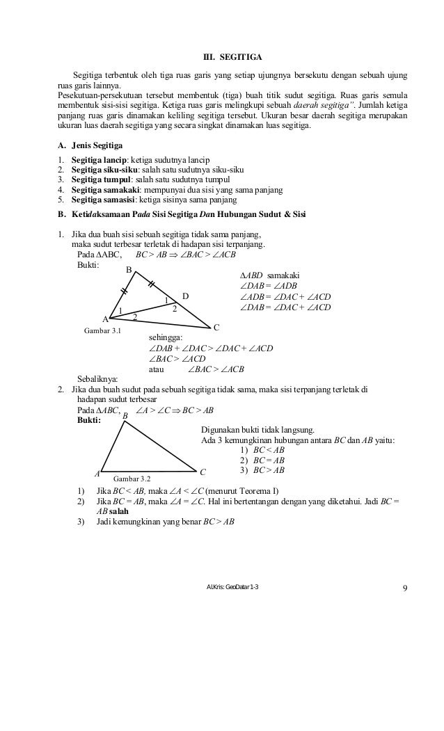 Buku paket Matematika, Geometri pengukuran SMP