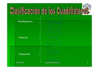 Paralelogramos




   Trapecios




   Trapezoides


12/12/2012         Juan Manuel Borgio   8
 