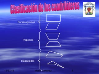Paralelogramos 
Trapecios 
Trapezoides 
11/27/14 María Giménez 8 
 
