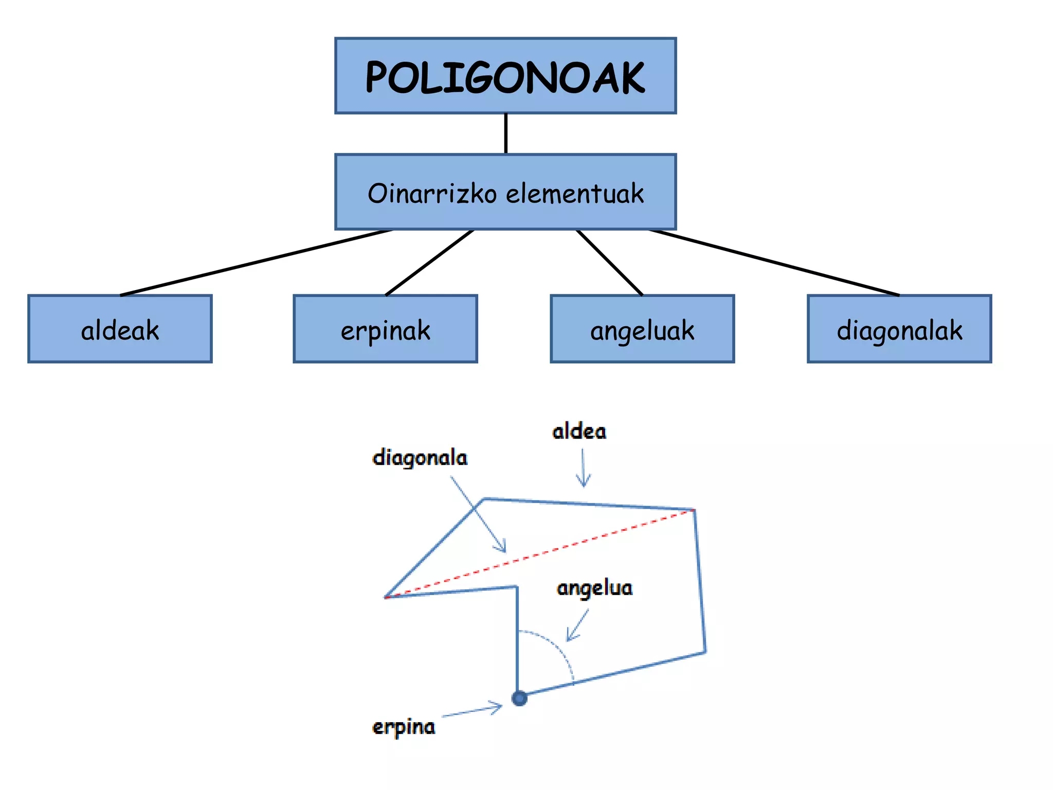 POLIGONOAK
aldeak erpinak angeluak diagonalak
Oinarrizko elementuak
 
