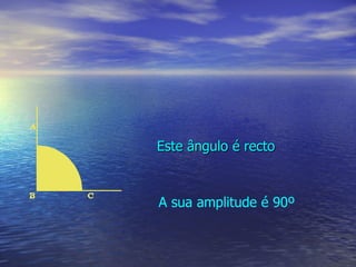Este ângulo é recto A sua amplitude é 90º 