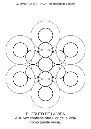 GEOMETRÍA SAGRADA - roberto@rgdesign.org




      EL FRUTO DE LA VIDA
A su vez contiene otra Flor de la Vida
         como puede verse.
 