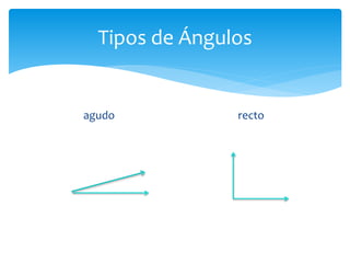 Tipos de Ángulos
agudo recto
 