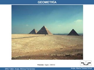 Pirámides  – Egipto – 2500 AC SRG Taller: Arqta. Mónica Fernández Arqta. María Teresa Urruti GEOMETRÍA 