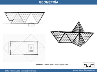 SRG Taller: Arqta. Mónica Fernández Arqta. María Teresa Urruti GEOMETRÍA Iglesia Soca  – Antonio Bonet – Soca – Uruguay - 1960 