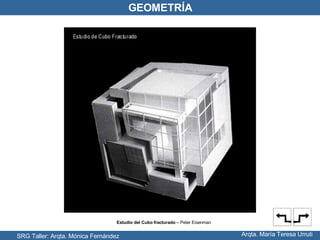 SRG Taller: Arqta. Mónica Fernández Arqta. María Teresa Urruti GEOMETRÍA Estudio del Cubo fracturado  – Peter Eisenman 