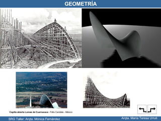 Capilla abierta Lomas de Cuernavaca  - Félix Candela - México SRG Taller: Arqta. Mónica Fernández Arqta. María Teresa Urruti GEOMETRÍA 
