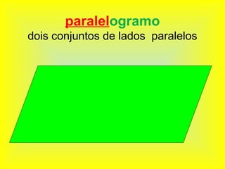 paralelogramo
dois conjuntos de lados paralelos
 