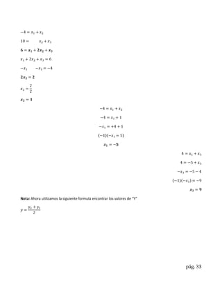Nota: Ahora utilizamos la siguiente formula encontrar los valores de “Y”




                                                                           pág. 33
 