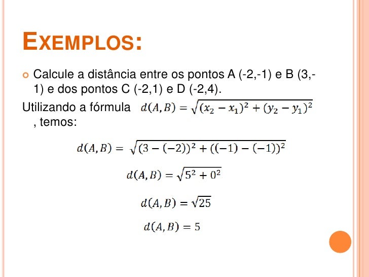 Geometria analítica distancia entre dois pontos