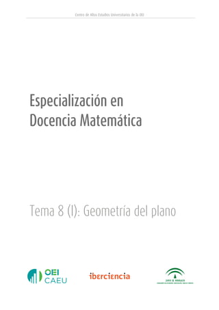 Centro de Altos Estudios Universitarios de la OEI
Especialización en
Docencia Matemática
Tema 8 (I): Geometría del plano
 