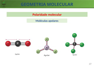 GEOMETRIA MOLECULAR
27
Polaridade molecular
Moléculas apolares
Apolar
 