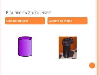 FIGURES EN 3D: CILINDRE
Cilindre dibuixat    Cilindre de metall
 
