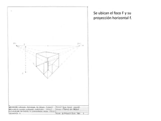Se ubican el foco F y su
proyección horizontal f.
 