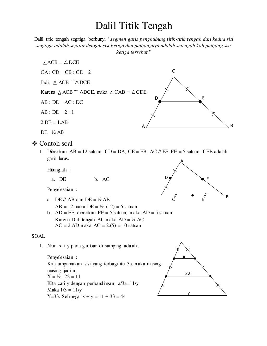 Geometri bidang datar dan dalil dalil pada segitiga