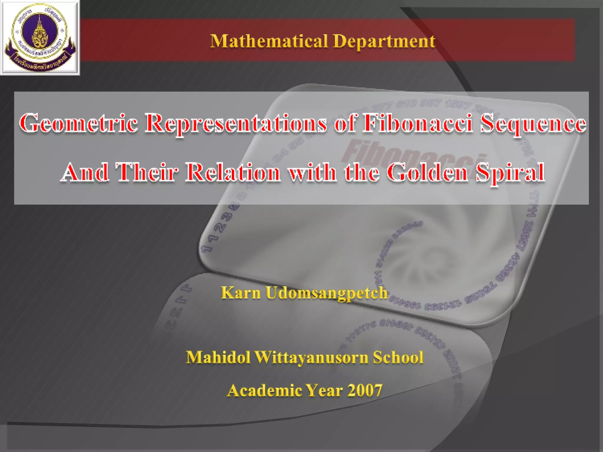 Geometric Representation of Fibonacci Sequence | PPT | Drawing and ...