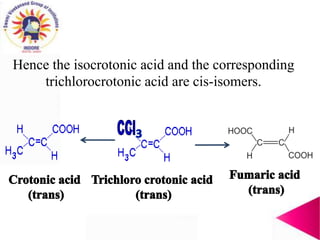 Hence the isocrotonic acid and the corresponding
trichlorocrotonic acid are cis-isomers.
 