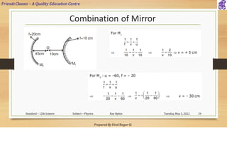 FriendsClasses – A Quality Education Centre
Prepared By Viral Nagar ©
Combination of Mirror
Tuesday, May 3, 2022
Standard – 12th Science Subject – Physics Ray Optics 29
 