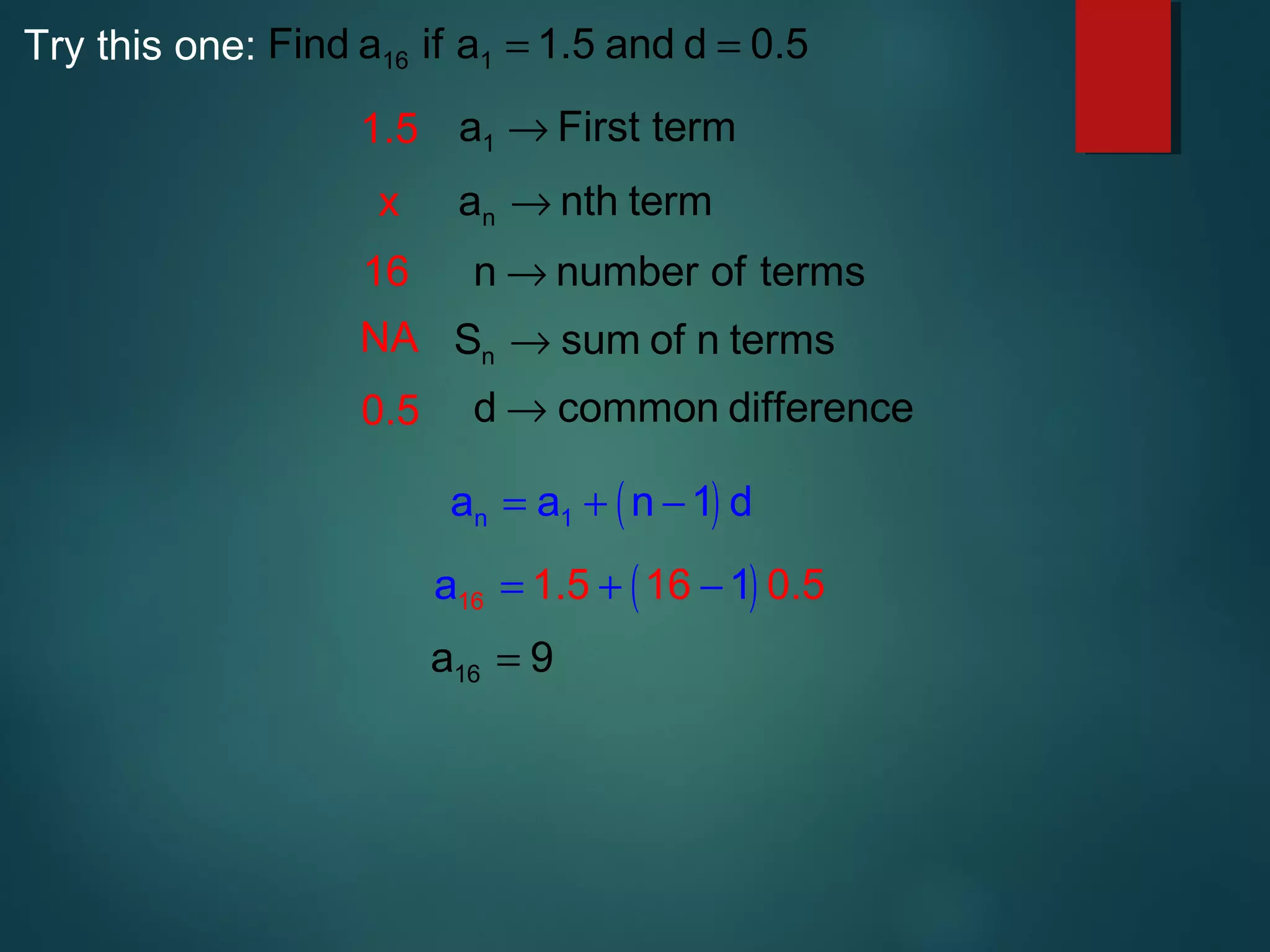Geometric and arithmatics sequence | PPT