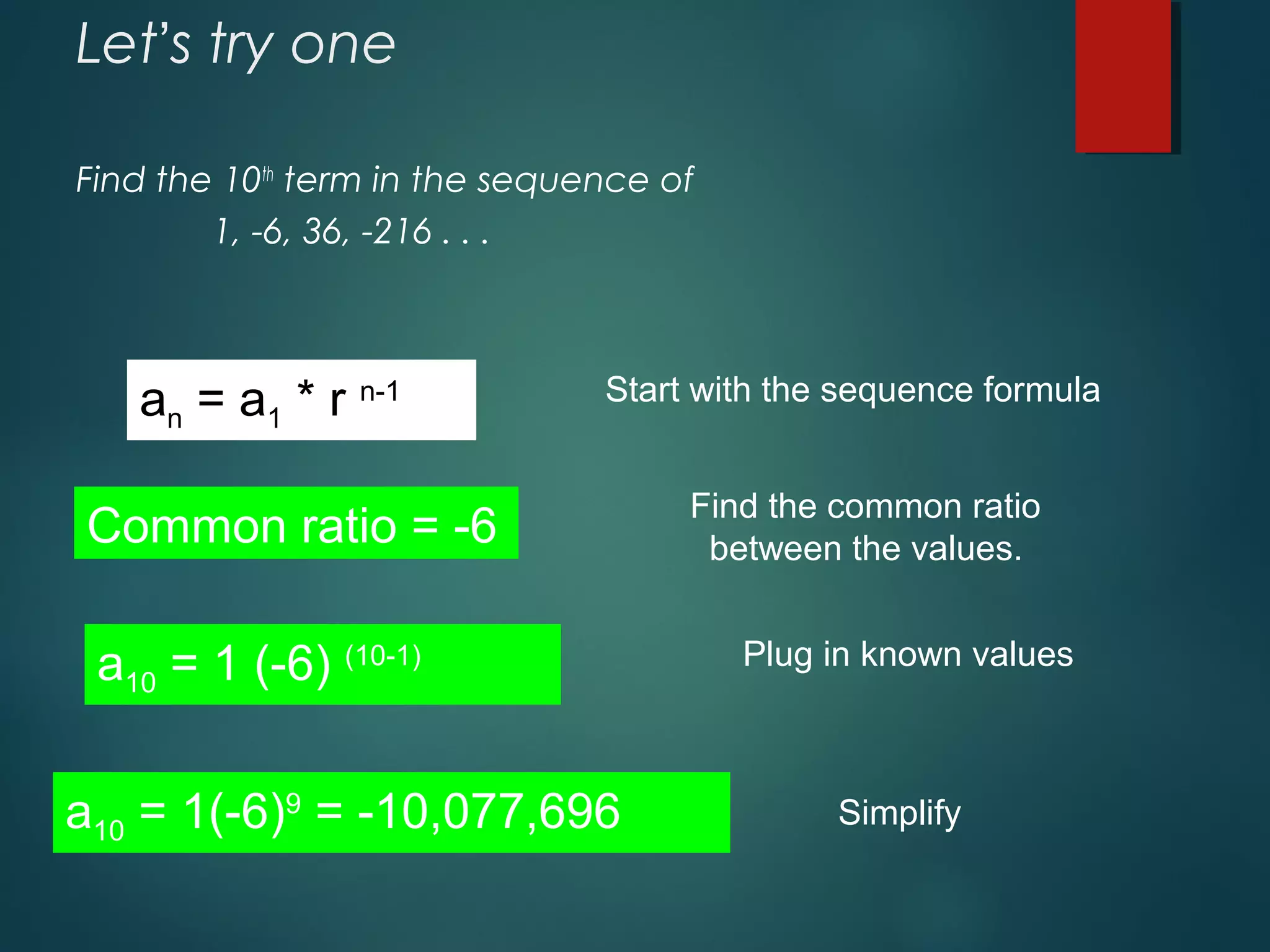 Geometric and arithmatics sequence | PPT