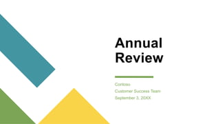 Annual
Review
Contoso
Customer Success Team
September 3, 20XX
 