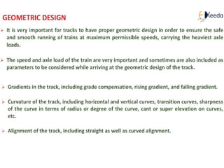 RAILWAYS - GEOMETRIC DESIGN OF RAILWAY TRACK | PPTX