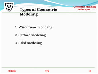 Geometric Modeling Types Geometric Modelling power point presentation | PPT