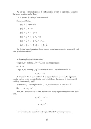 THE Geometric Sequence MODULE FOR GRADE 10 | PDF
