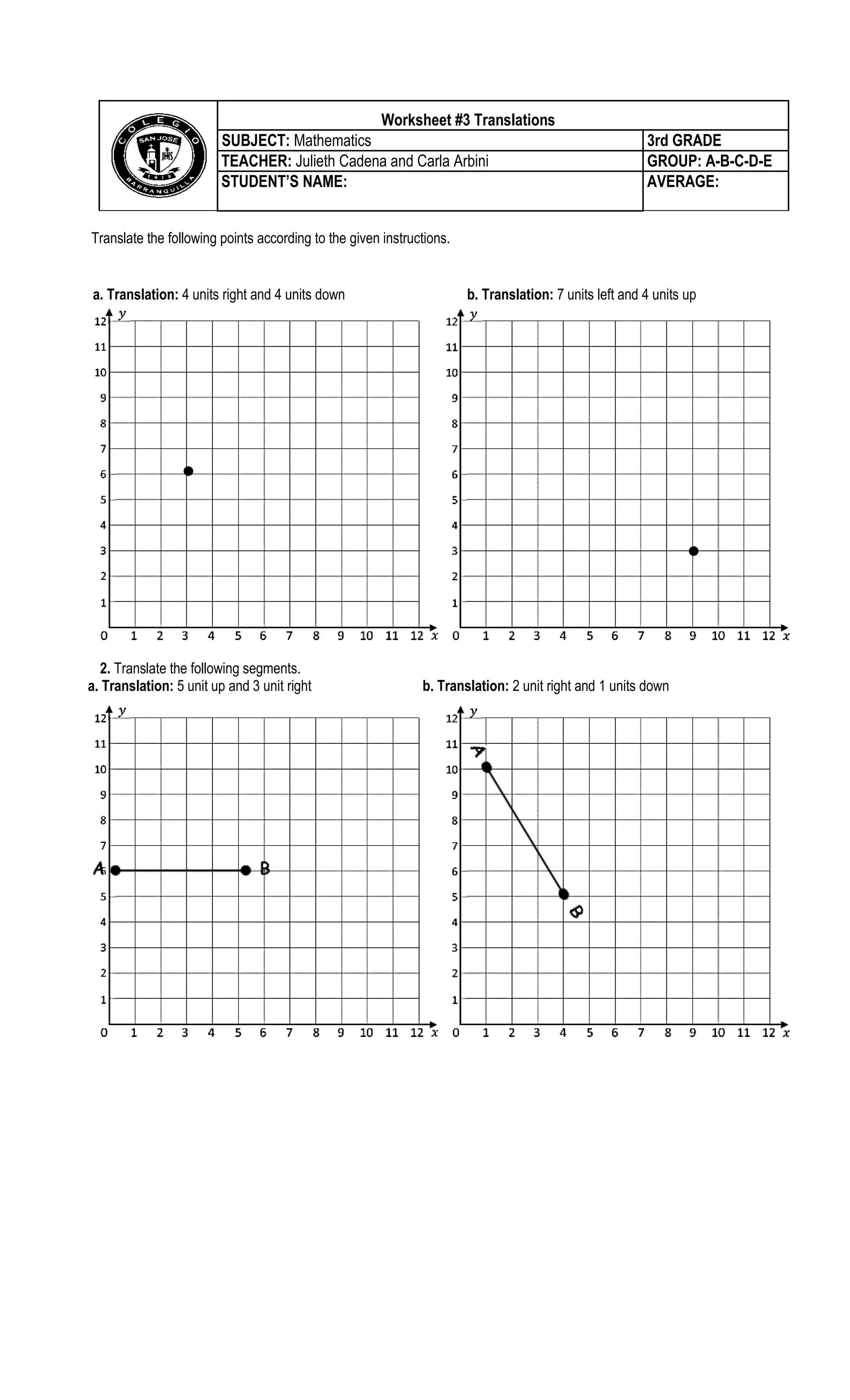 Translation worksheets | PDF
