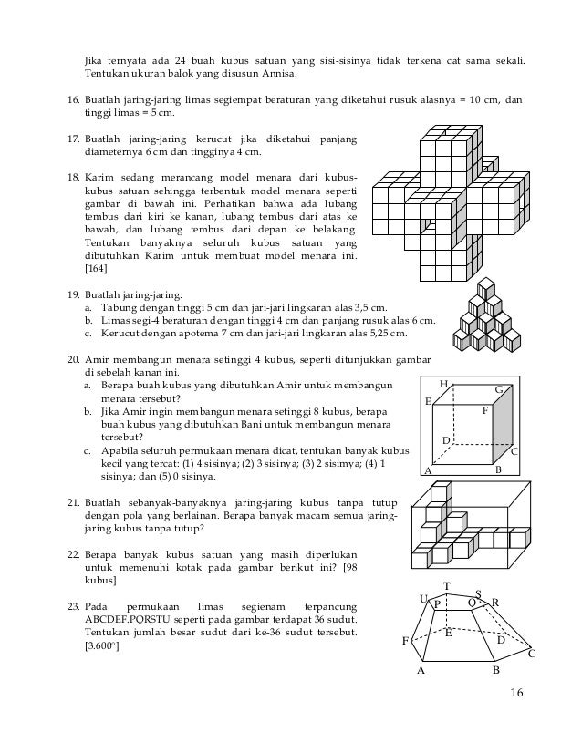 Gambar Dibawah Adalah Balok Yang Dibentuk Oleh Kubus Kubus Kecil