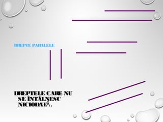 DREPTE PARALELE
DREPTELE CARE NU
SE ÎNTÂLNESC
NICIODAT .Ă
 