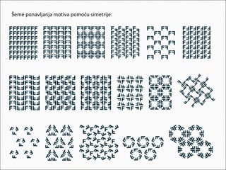 Šeme ponavljanja motiva pomoću simetrije:

 