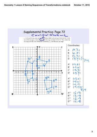 Geometry 1 lesson 8 naming sequences of transformations | PDF