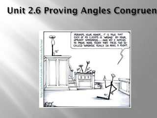 UNIT 2.6 PROVING ANGLESUNIT 2.6 PROVING ANGLES
CONGRUENTCONGRUENT
 