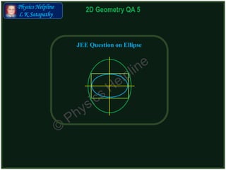 Physics Helpline
L K Satapathy
JEE Question on Ellipse
2D Geometry QA 5
 