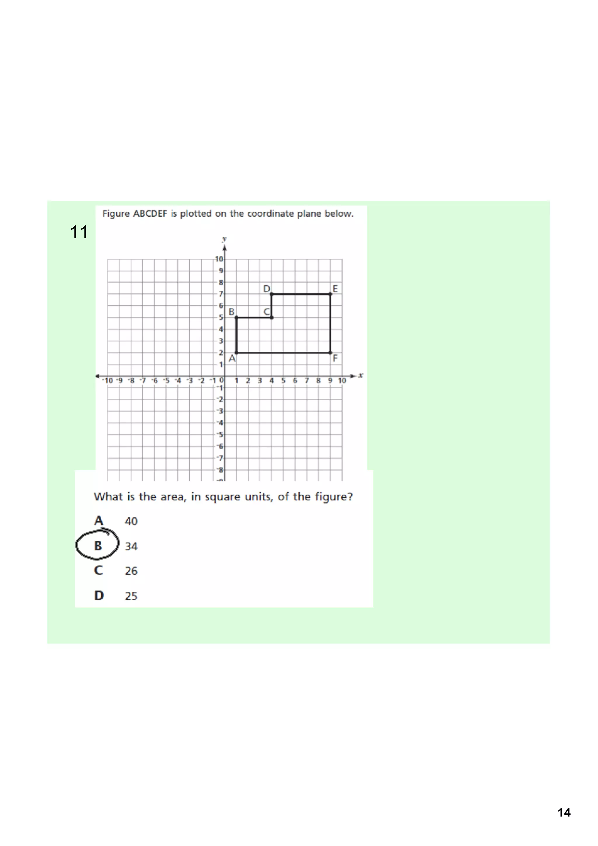 11  

   A    
   B    
   C    
   D    




           14
 