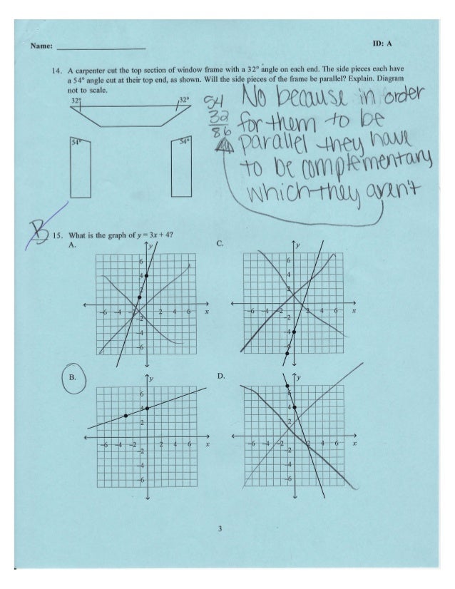 Geometry Chapter 3 Test Scores and Retake Test