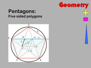 Pentagons:
Five sided polygons
 