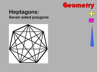Heptagons:
Seven sided polygons
 