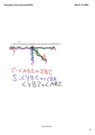 Two Answers Geometry Test 2 Answers Final | PDF