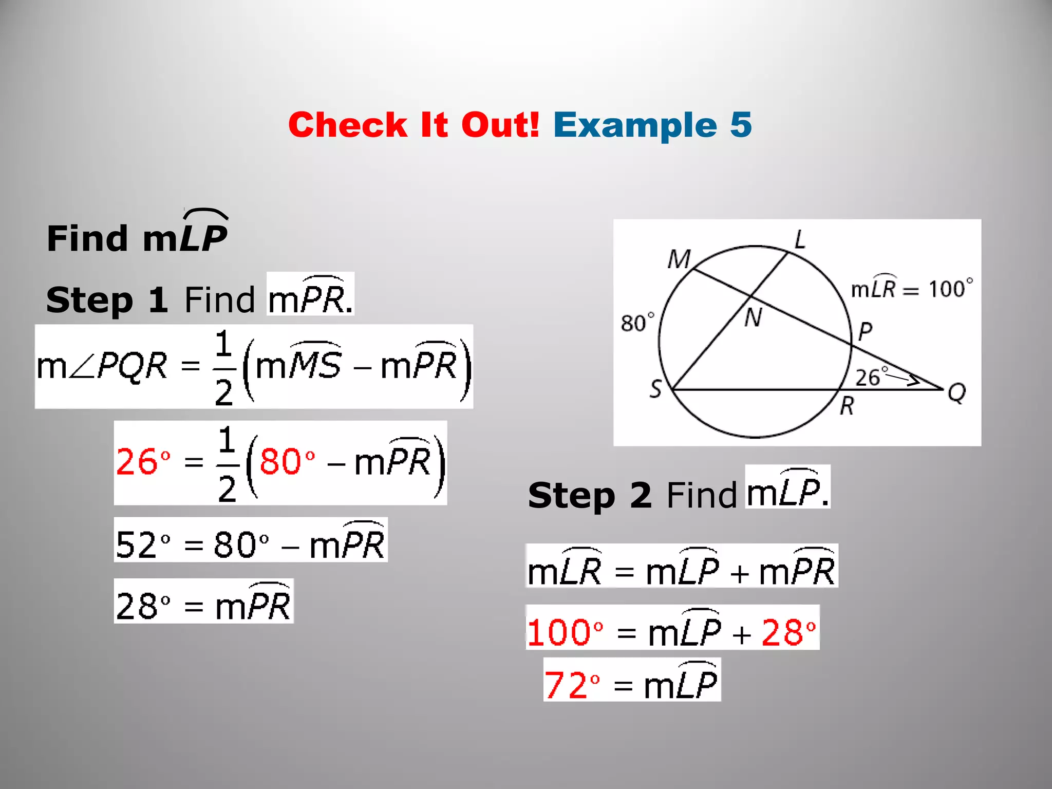 Check It Out! Example 5
Find mLP
Step 1 Find
Step 2 Find
 
