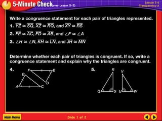 (over Lesson 5-5) 
Slide 1 of 2 
 