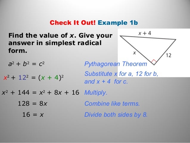 geometry unit 8 1 what is the value of x in simplest radical form