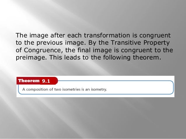 of isometries composition Geometry unit 9.4
