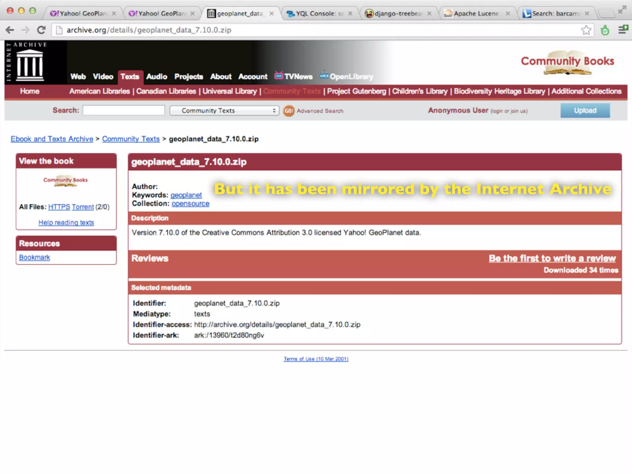 But it has been mirrored by the Internet Archive
