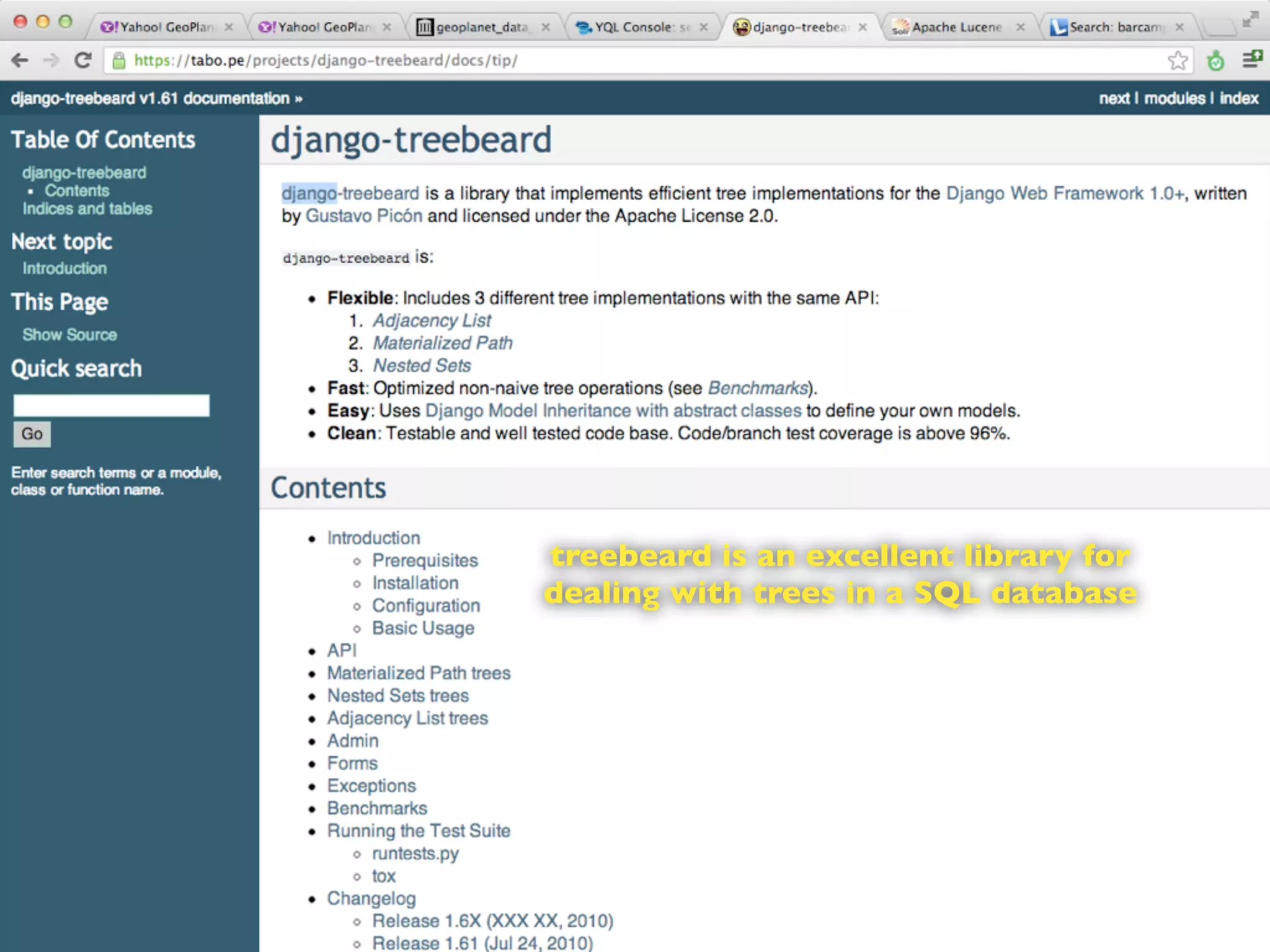 treebeard is an excellent library for
dealing with trees in a SQL database