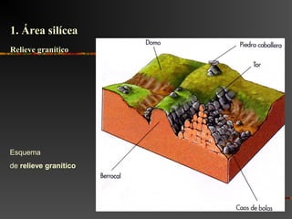 1. Área silícea1. Área silícea
Esquema
de relieve granítico
Relieve graníticoRelieve granítico
 