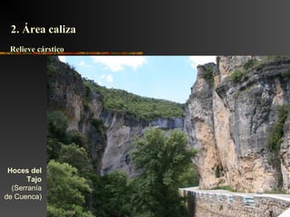 Hoces del
Tajo
(Serranía
de Cuenca)
2. Área caliza2. Área caliza
Relieve cársticoRelieve cárstico
 