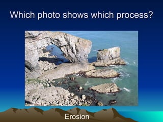 Which photo shows which process? Erosion 